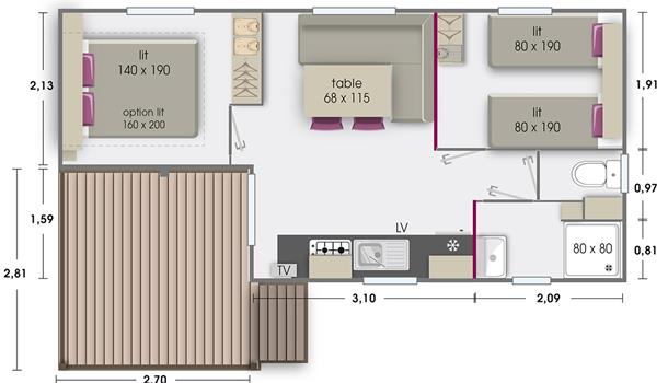 Location mobil home au Camping La Plage, camping 3 étoiles avec piscine,accès direct rivière, près de Sarlat, Castelnaud et Lascaux en Dordogne Périgord Noir