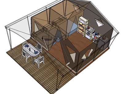 Location tentes aménagées au Camping La Plage, camping 3 étoiles avec piscine, location de mobil homes, accès direct rivière, près de Sarlat, Castelnaud et Lascaux en Dordogne Périgord Noir