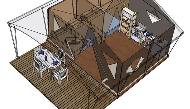 Location tentes aménagées au Camping La Plage, camping 3 étoiles avec piscine, location de mobil homes, accès direct rivière, près de Sarlat, Castelnaud et Lascaux en Dordogne Périgord Noir